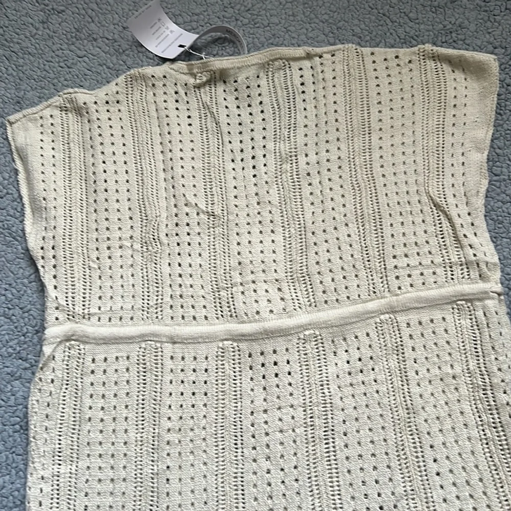 NWT MEROKEETY SHORT SLEEVE TIE WAIST CROCHET COVERUP